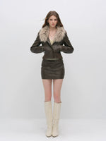 Vintage Fur Collar PU Jacket