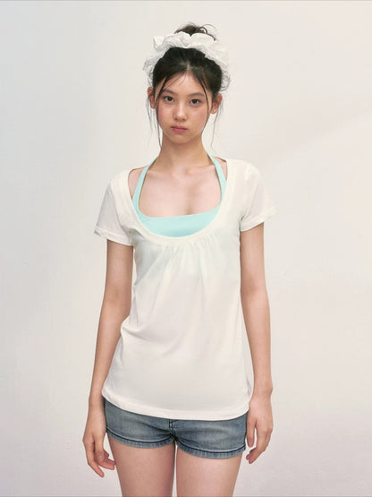 Layered U-Neck Top Set