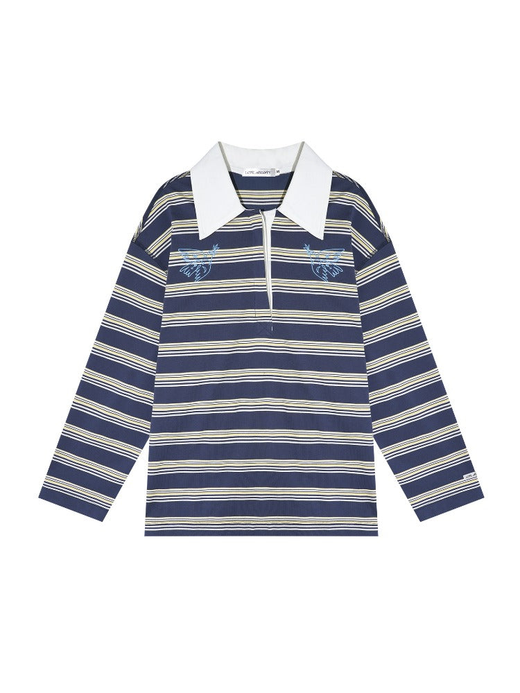 Striped Embroidered Polo Tee