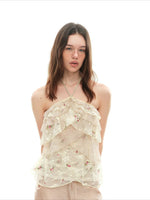 Embroidered Lace Halter Camisole