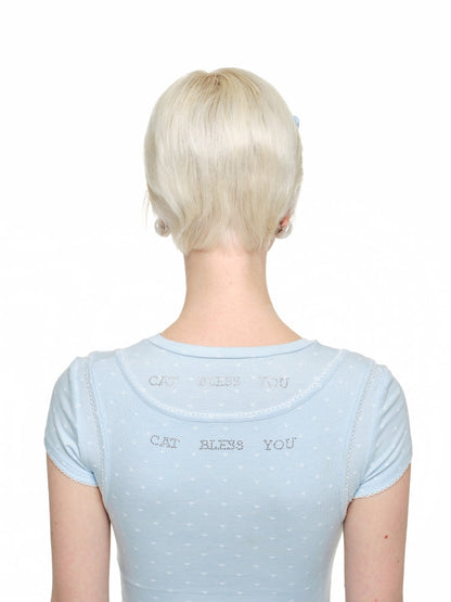 Polka Dot Cat Paw Round Neck T-shirt