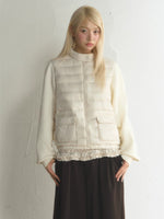 Stand Collar Knit Sleeve Down Jacket