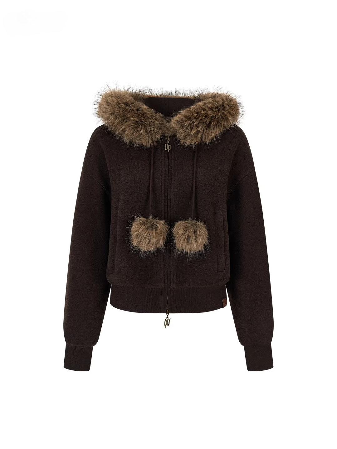 Furry Pom-Pom Hooded Sweatshirt
