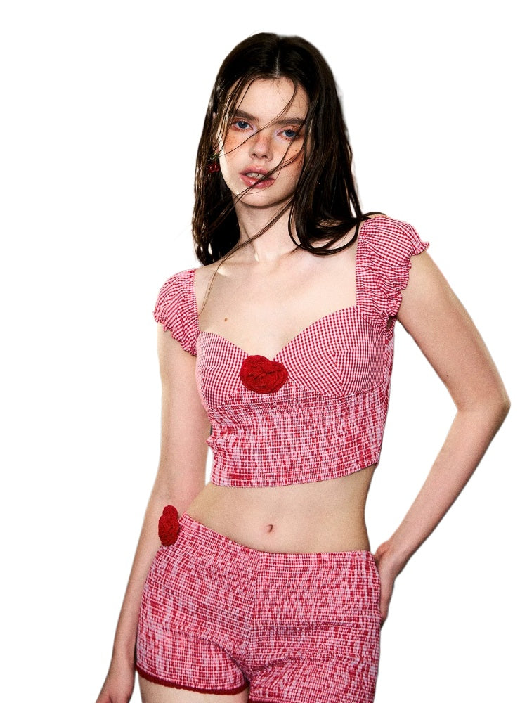 Red Gingham Ruffle Set