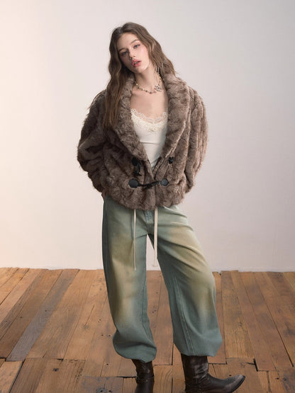 Reversible Eco-Faux Fur Toggle Coat