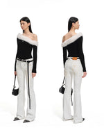 Sculptural Off-Shoulder Knit Sweater