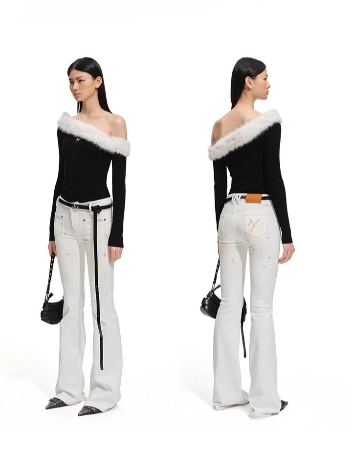 Sculptural Off-Shoulder Knit Sweater