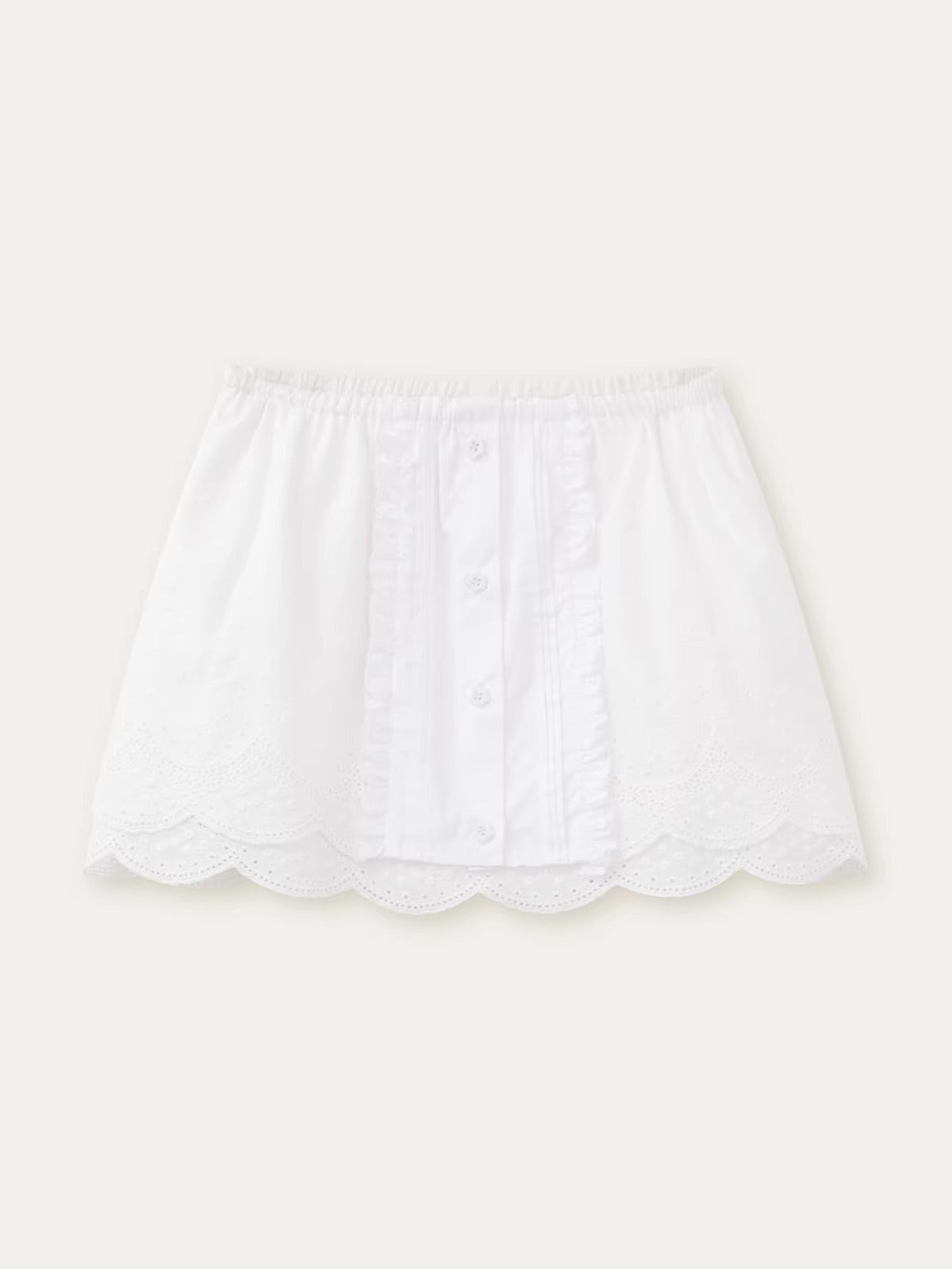 White Embroidered Shirt &amp; Skirt Set