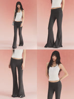Black Fold Waist Flare Pants