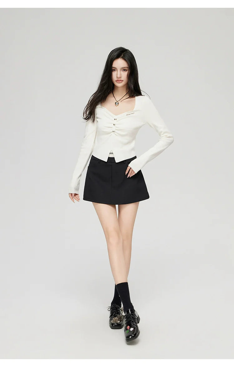 Black &amp; White Wide Neckline Sweater