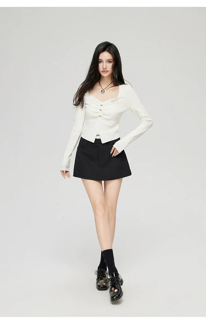 Black &amp; White Wide Neckline Sweater