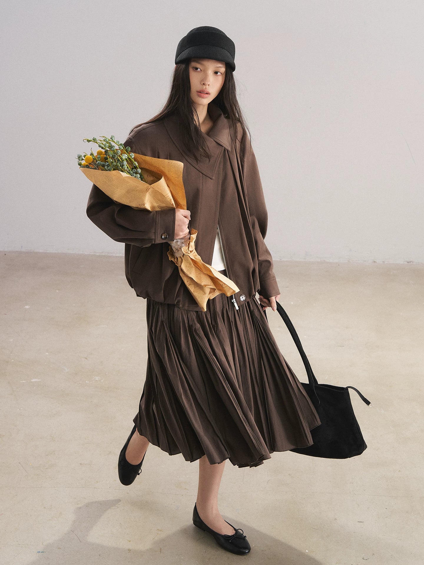 Asymmetric Lapel Bud Hem Jacket