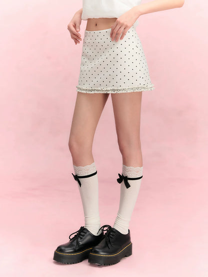 White Polka Dot Ruffle Skirt