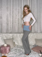 Color-Block Faux-Layered Low-Rise Flared Yoga Pants