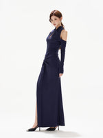 Navy Off Shoulder Knit Dress