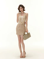 Lace Embroidered Halter Dress