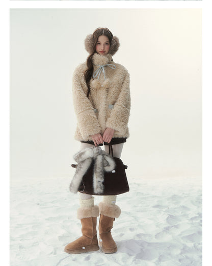 Pink &amp; Blue Reversible Faux Shearling Coat