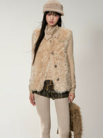 Shearling Logo Pin Curly Vest