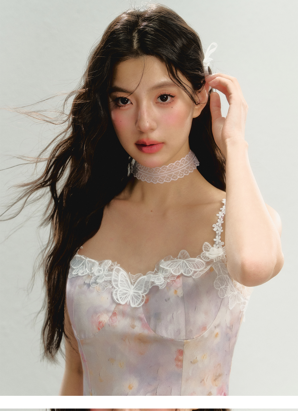 Purple New Chinese Style Printed Cami Dress