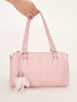Pink Woven Shoulder Bag