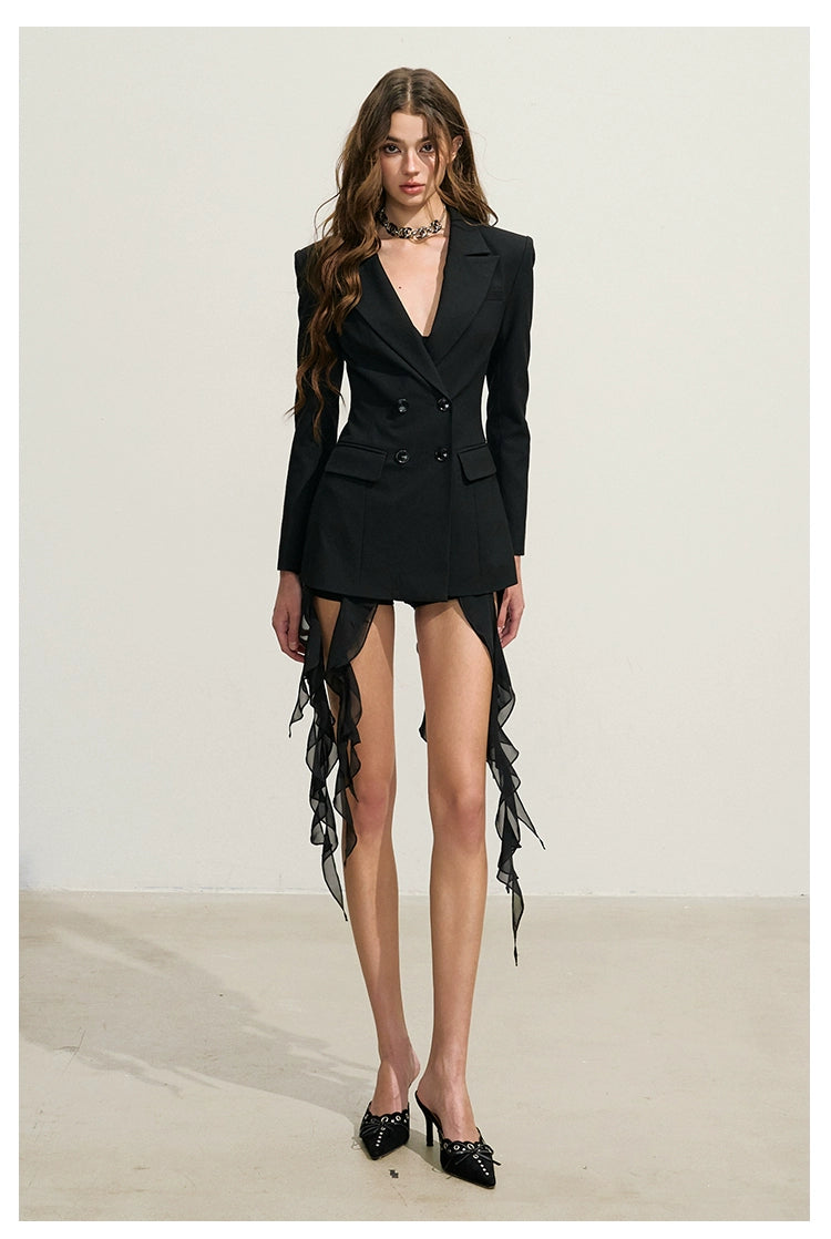 Black Hourglass Slim-Fit Blazer Coat