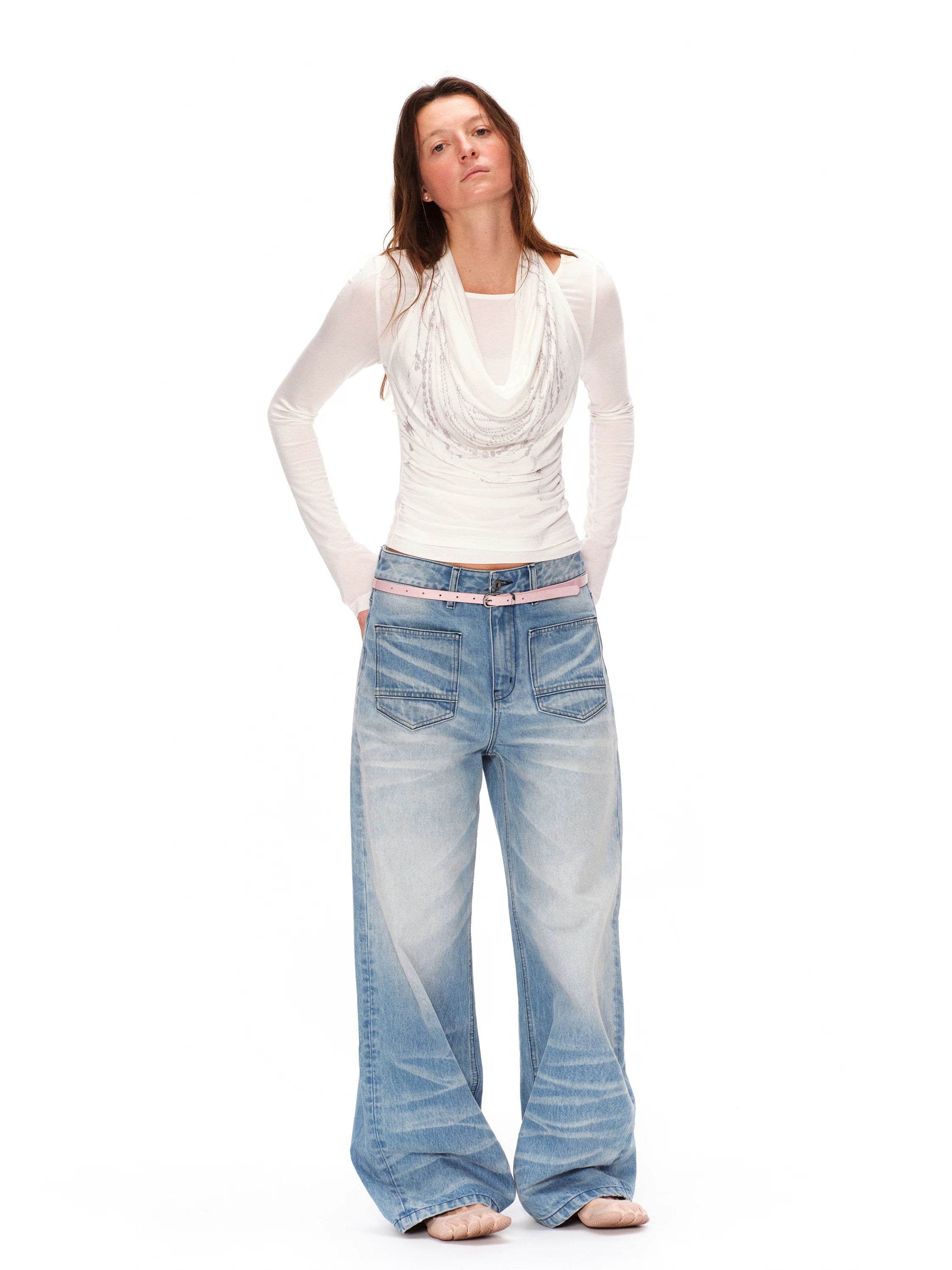 Washed Cat Whisker Jeans