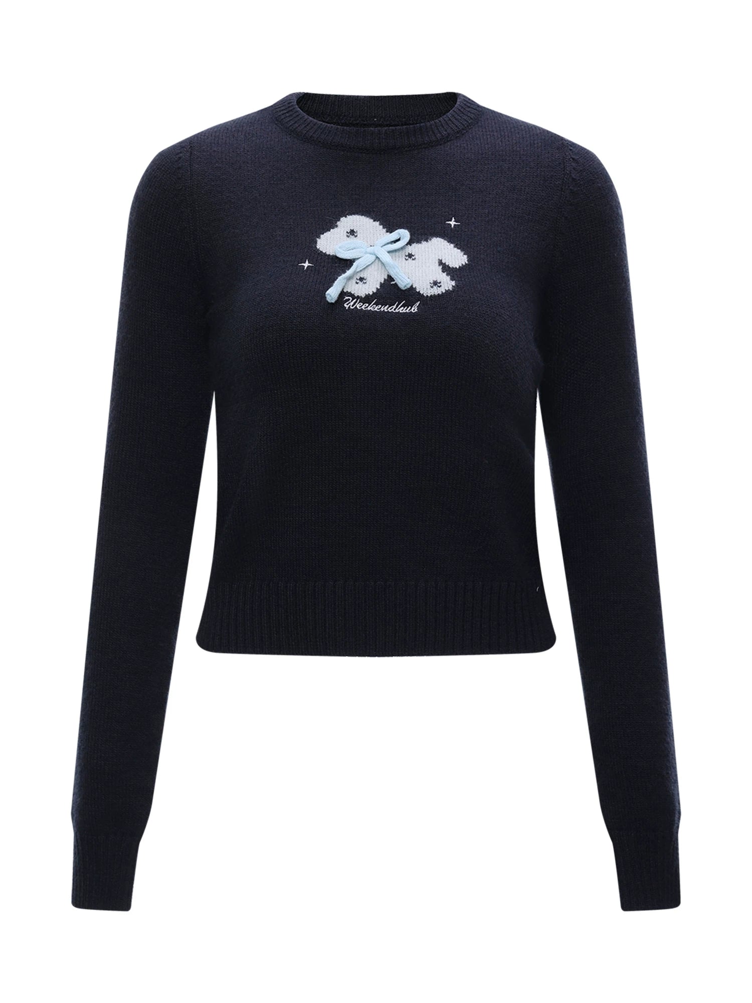 Navy Blue Butterfly Knit Top