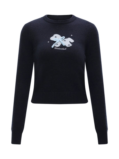 Navy Blue Butterfly Knit Top