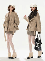 Suede Faux Fur Parka