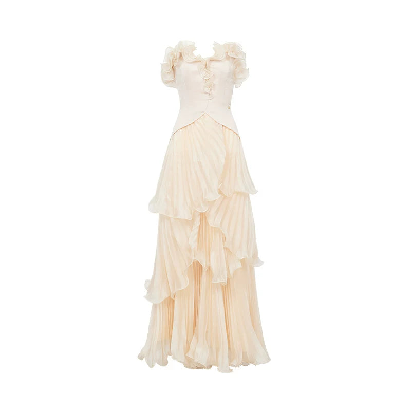Venetian Pleated Maxi Dress