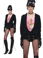 Black Acetate Cashmere Cardigan
