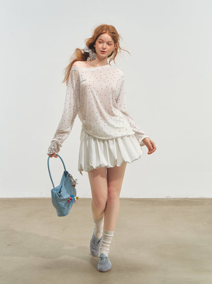 White Ballet-style Puff Midi Skirt
