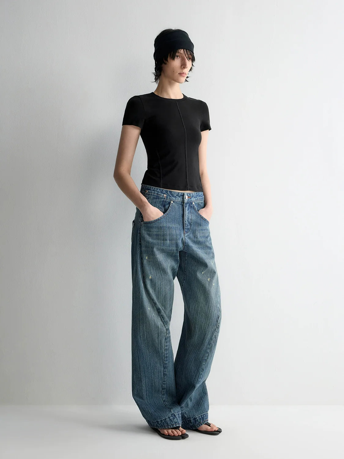 3D Cutting Micro Curved Knife Wide Leg Pants