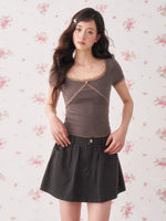 Black Vintage Pleated Mini Skirt