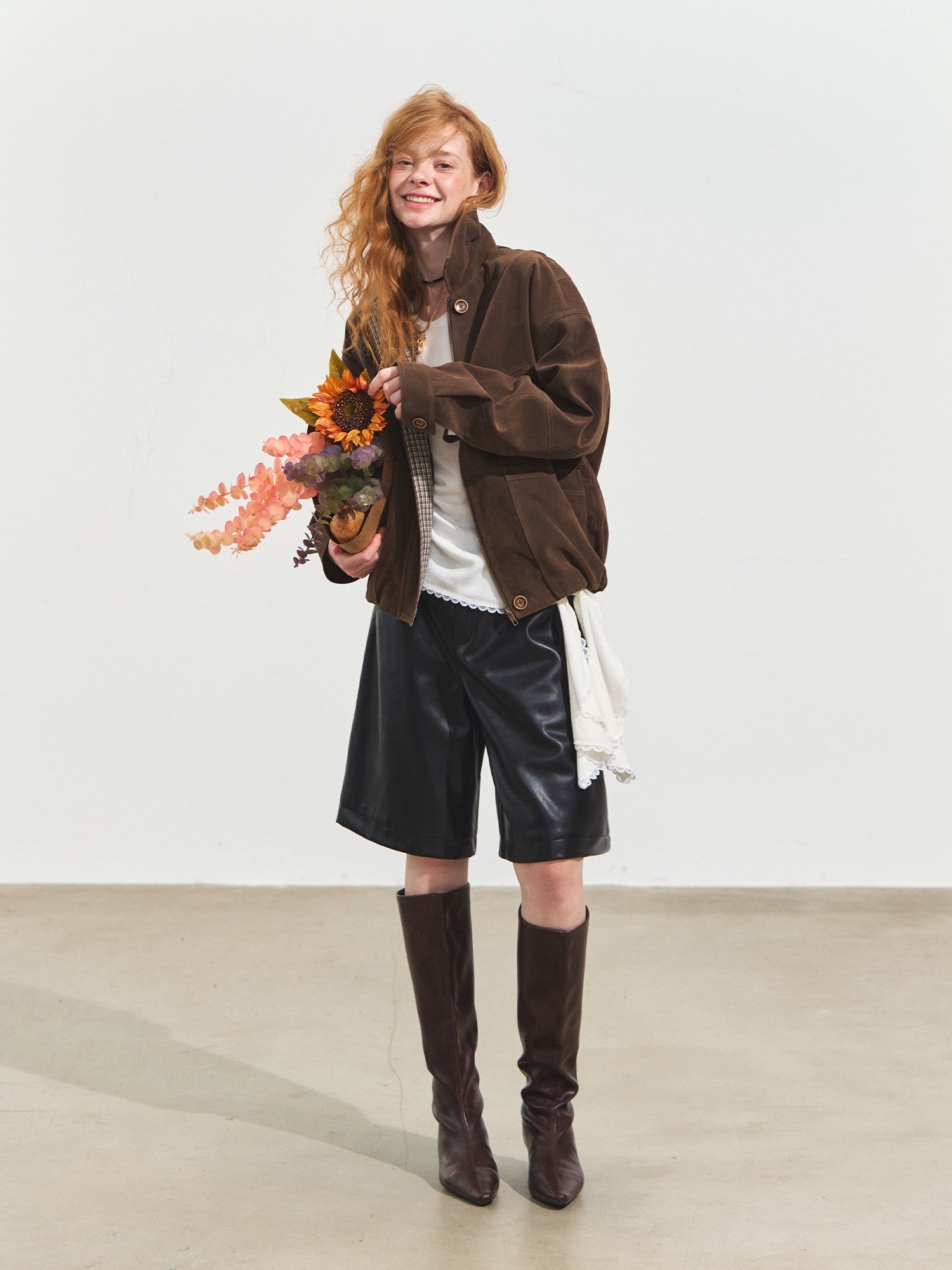 Faux Leather Wide-Leg Shorts