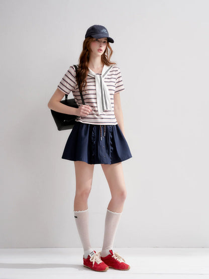 Sailor Collar Striped T-shirt