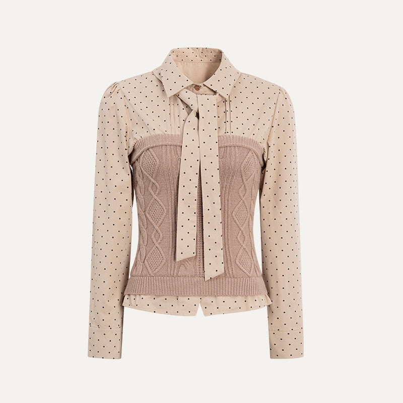 Polka-Dot Preppy Shirt &amp; Skirt Set