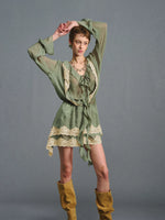 Moss Green Lace Layered Mini Dress