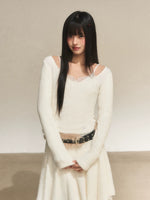 Lace Panel Faux Layer Knit Top