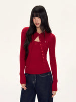 Red Knit Cardigan & Vest Set