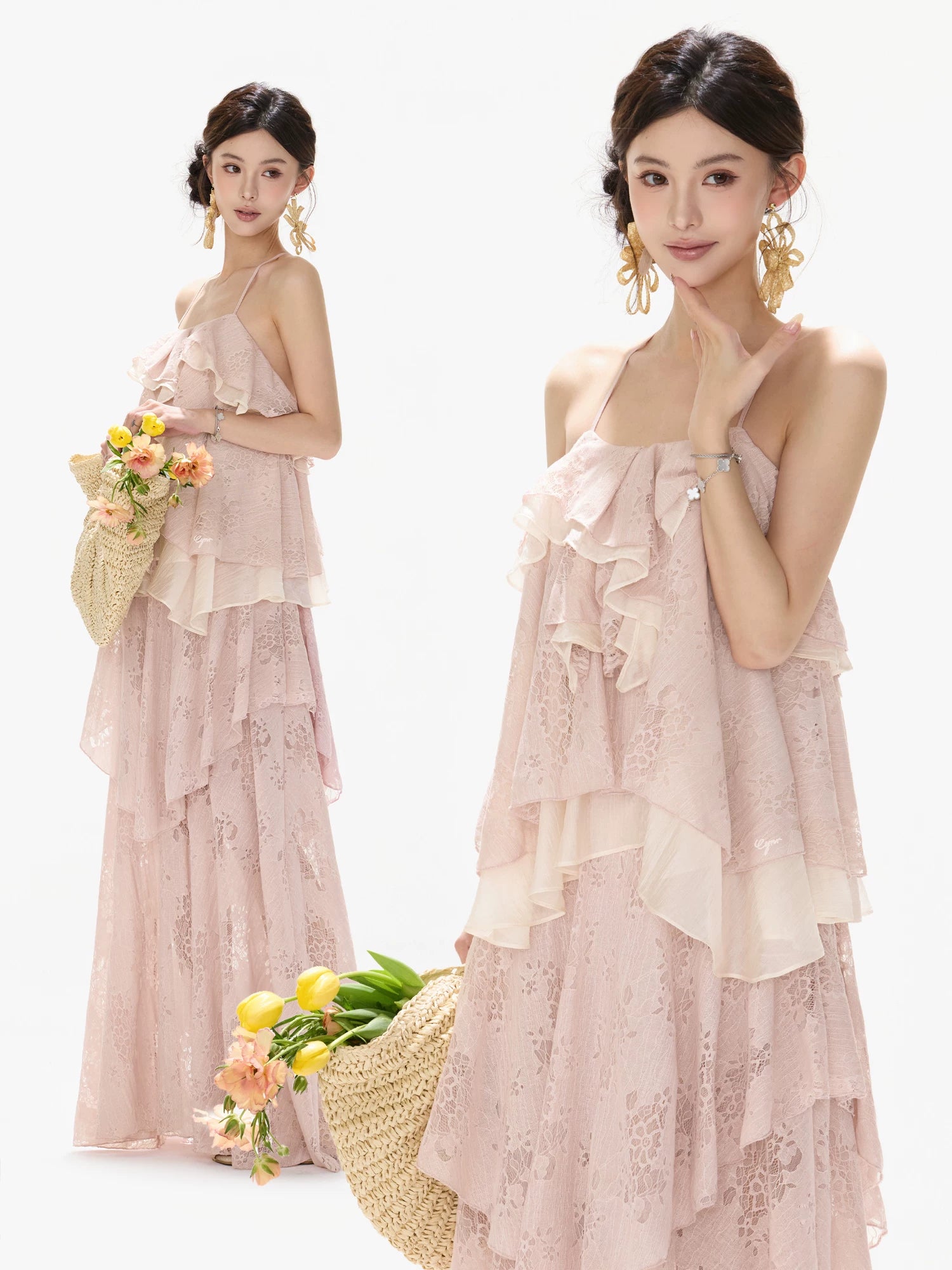 Chiffon Ruffle Maxi Dress