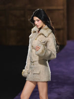 Oatmeal Quilted Wool Jacket & Skirt Set