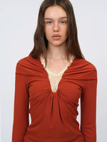Orange Ruffled Lace Blouse