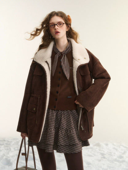 Reversible Shearling Suede Drawstring Jacket