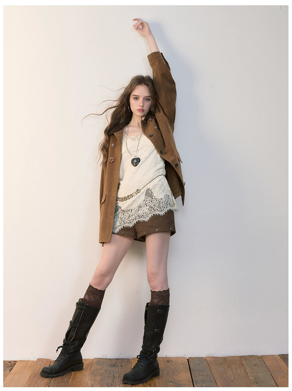 Brown Embellished Pocket Jacket
