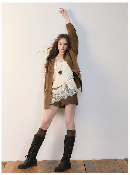 Brown Embellished Pocket Jacket