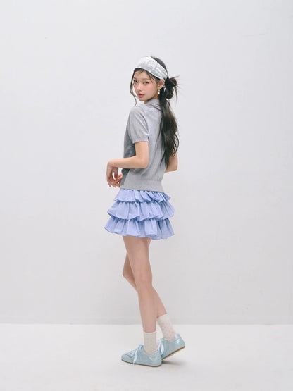 Polo Collar Two‑Layer Ice Silk T-shirt