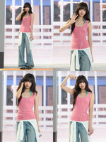 Pink U-neck Tank Top