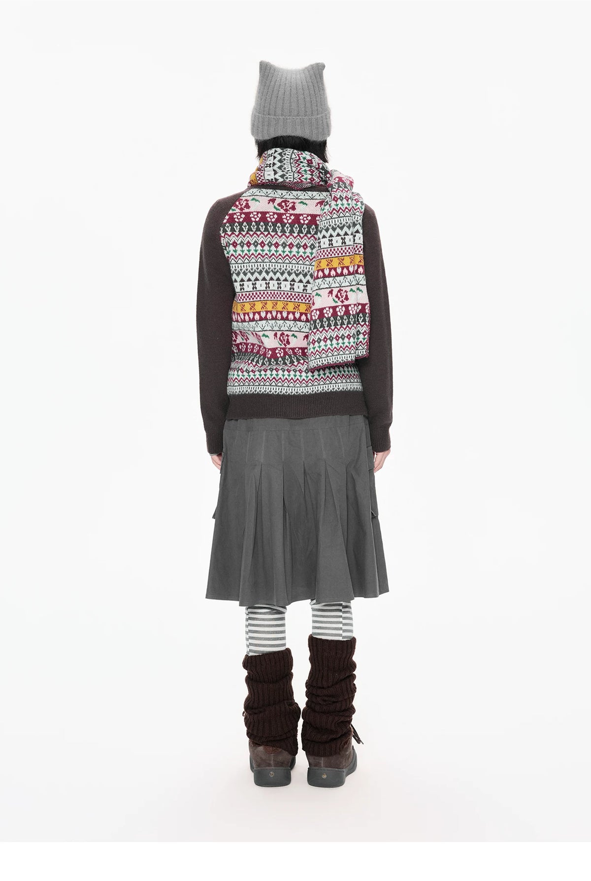 Contrast Folk Print Cardigan Set