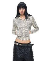 Leopard Print Cropped Zip Hoodie